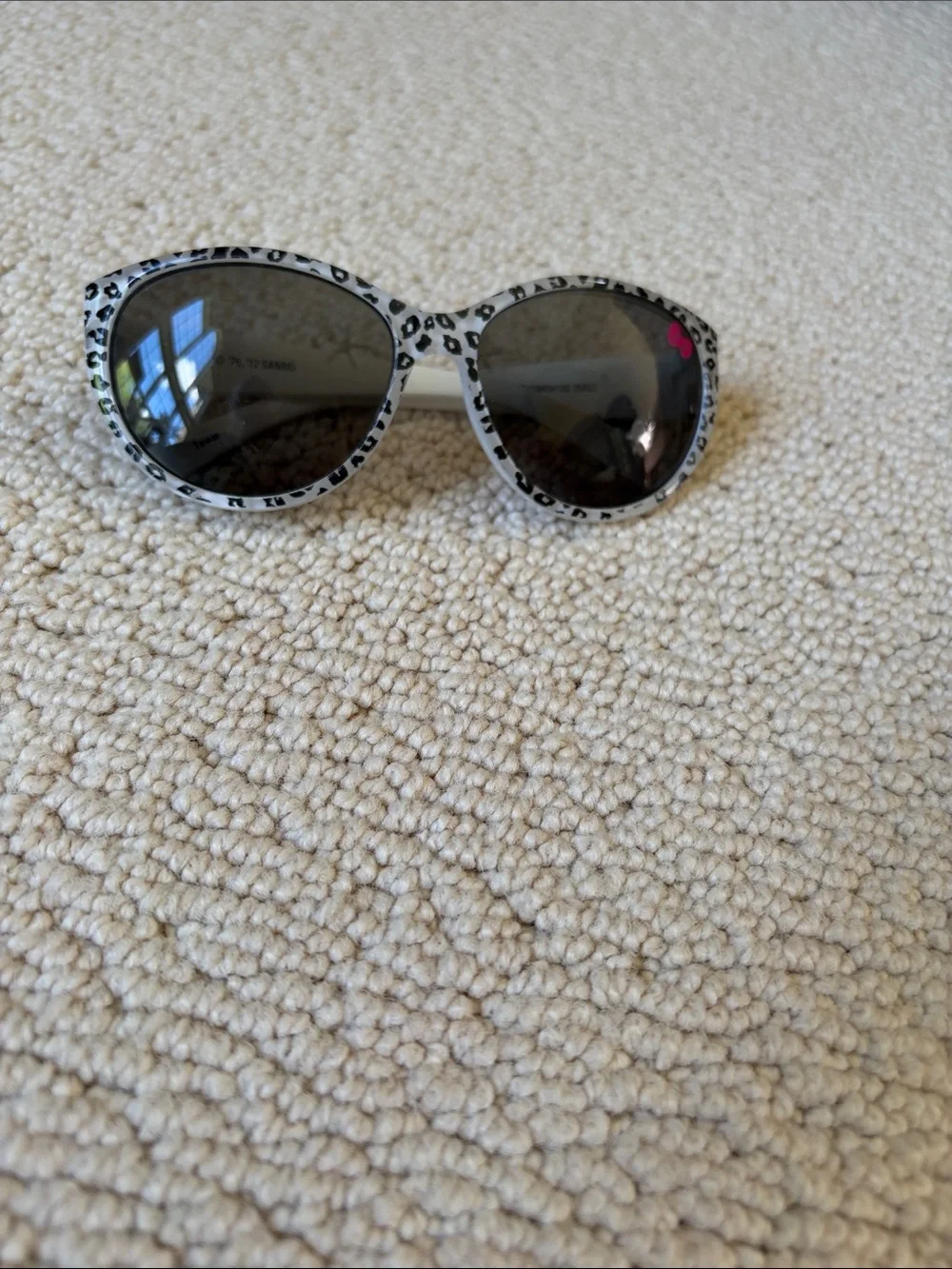 Sanrio Kids Leopard Print Sunglasses with Black Lenses and Pink Bow Accent